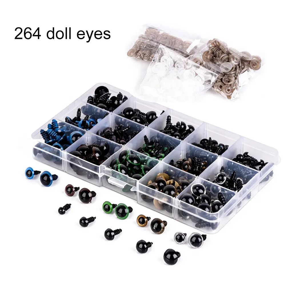 

264 Pcs/Set Bear Doll Animal Plush Toy Craft Black Colorful Safety Eyes Plastic 6-12MM High Quality