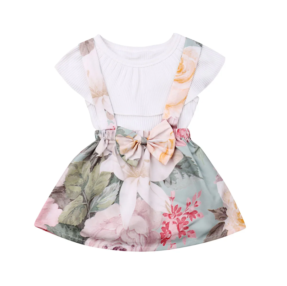 Коллекция 2019 года новые летние комплекты одежды с цветочным рисунком и рюшами