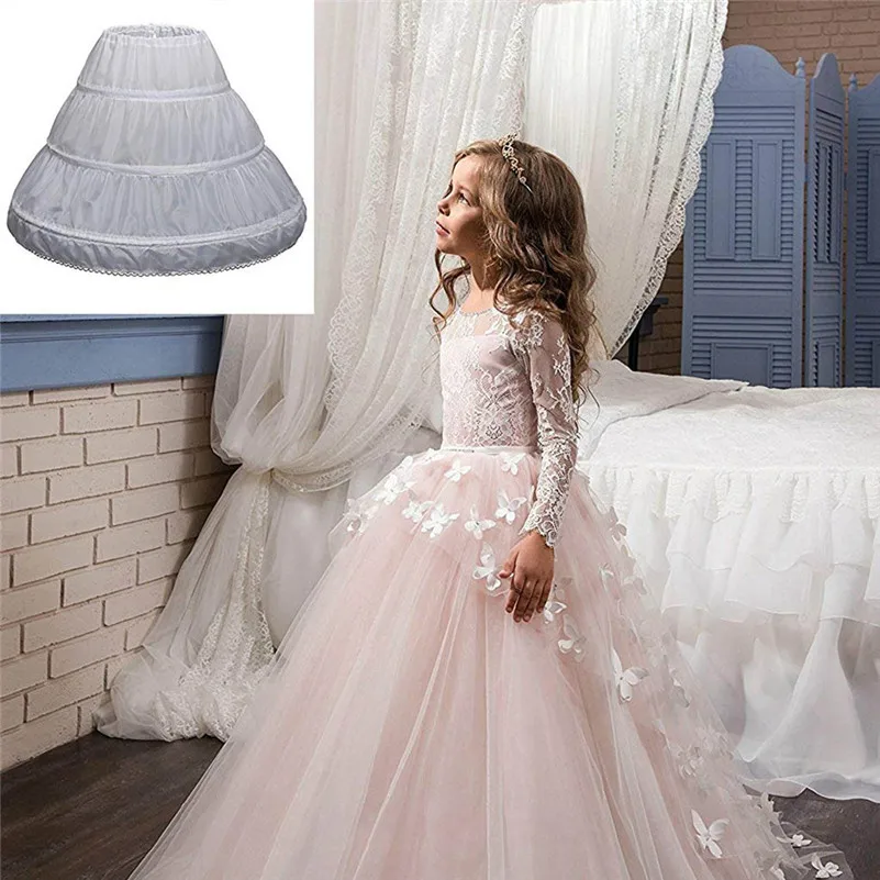 Детская подъюбник для девочек 3 обруч полная скользящая Цветочная юбка кринолин