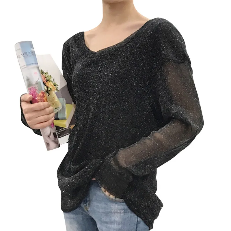 Lychee/Блестящая металлическая Прозрачная Футболка для девочек женская футболка с