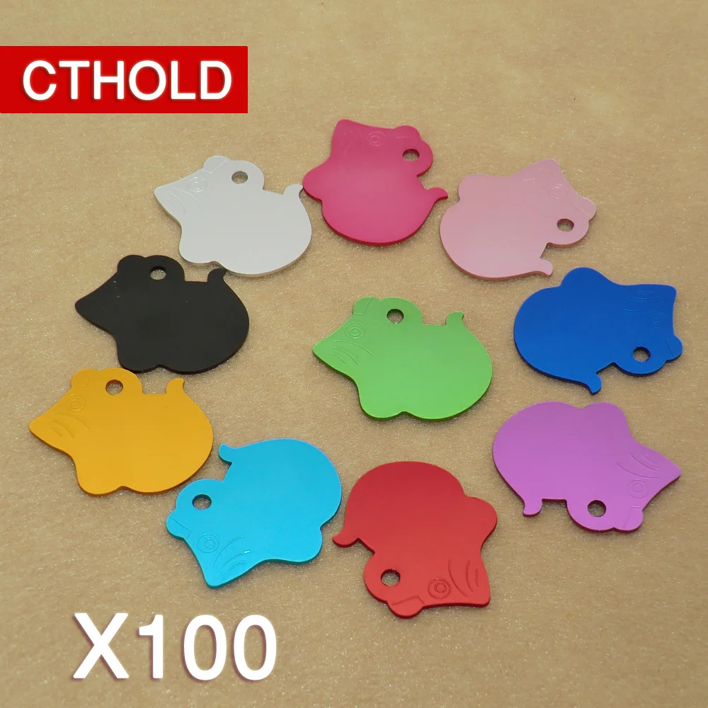 

CTHOLD 100 шт. аксессуары для воротника цветные ярлыки для собаки кошки пустая бирка украшение на шею алюминиевые бирки оптовая гравировка имен...