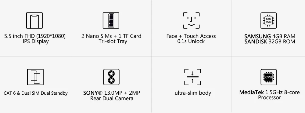 LEAGOO T8s 4 Гб ОЗУ 32 Гб ПЗУ мобильный телефон Android 8,1 5,5 ''1920*1080 MTK6750T Восьмиядерный Лицо ID 13MP двойная камера 4G смартфон
