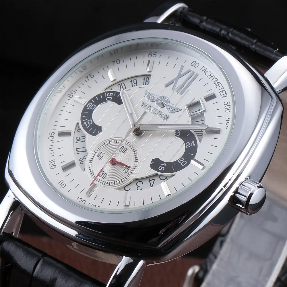 Победитель бренд спортивные часы для мужчин календари кожаный ремешок