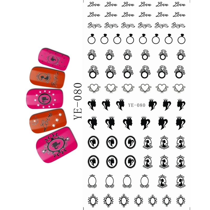 Uprettego дизайн ногтей Красота водная наклейка слайдер для галстук-бабочка АЛМАЗНОЕ