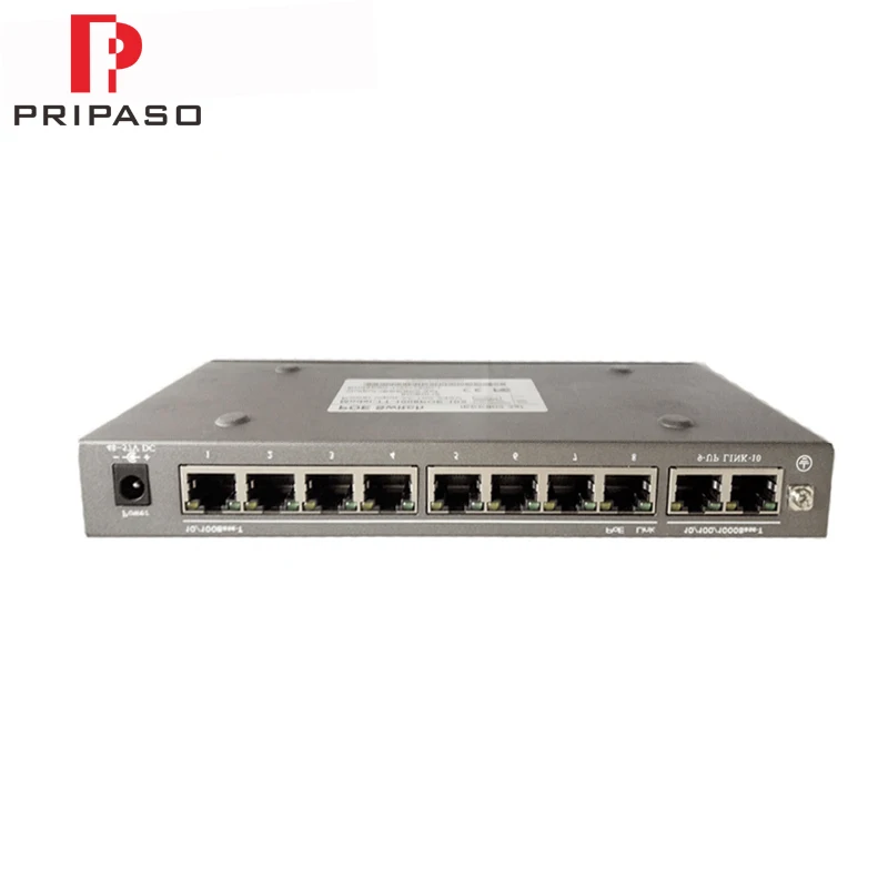 2018 Pripaso 10 портов гигабитный Неуправляемый коммутатор Poe Rj45 поддержка 120 Вт 100 м 8 1000