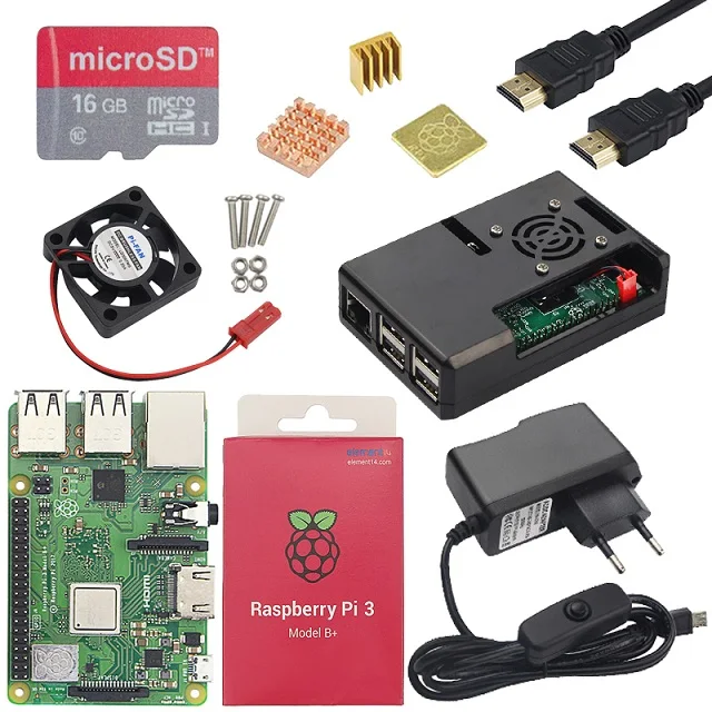 Raspberry Pi 3 Model B или Raspberry Pi 3 model b плюс плата+ ABS чехол+ блок питания мини ПК Pi 3B/3B+ с WiFi и Bluetooth - Комплект: Комплект 3