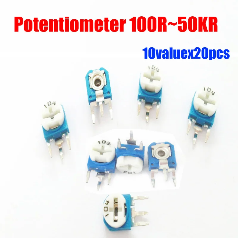 

Free Shipping 10valuesx20pcs=200pcs 100R~5KR Trimming Potentiometers/adjustable Variable Resistors