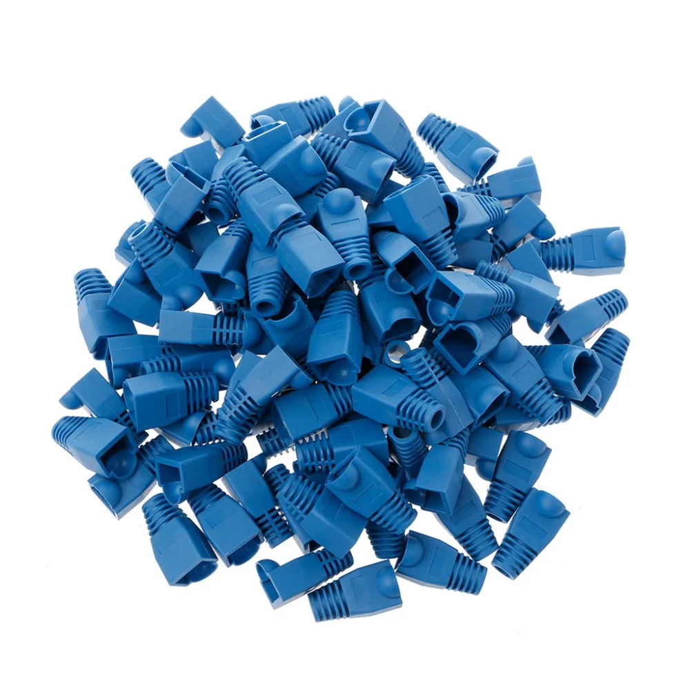100Pcs/Lot Network Jack Plug RJ45 Connector Relief Boot Caps For Cat5 Cat5e Cat6 Cable for Networking Tools Parts 6-Color | Компьютеры и