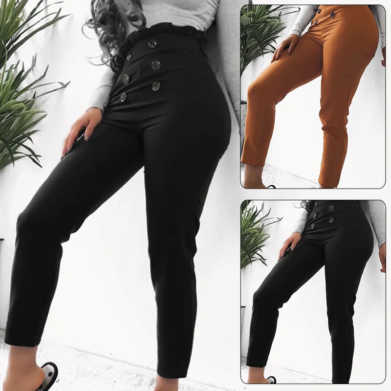 Women Pants Ladies Trousers Party Summer Solid Sexy Bottoms Office Elastic Waist Casual Slim Fit Skinny High | Женская одежда