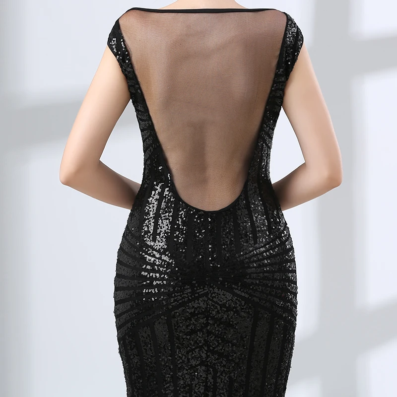 Женское вечернее платье Forevergracedress Черное с рукавами крылышками и блестками