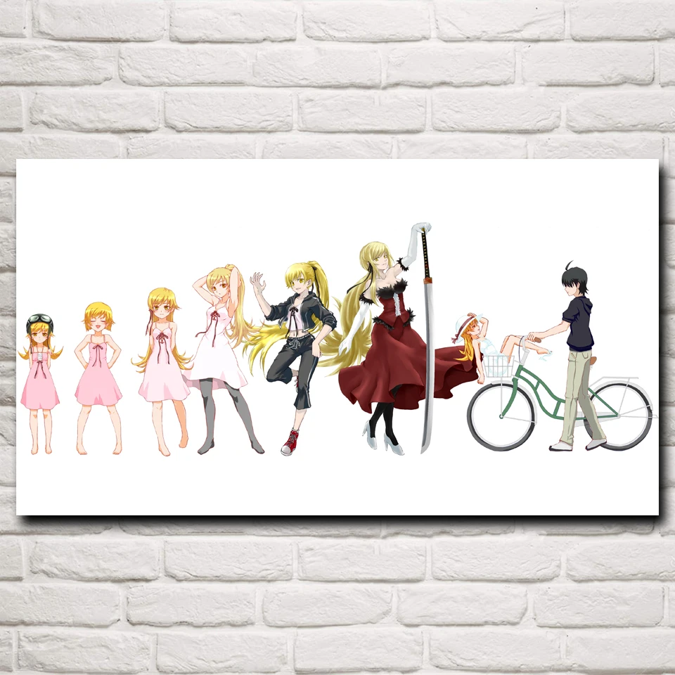 Девушки Oshino Shinobu Monogatari серии ИСКУССТВО ШЕЛК аниме плакаты и печать украшение дома