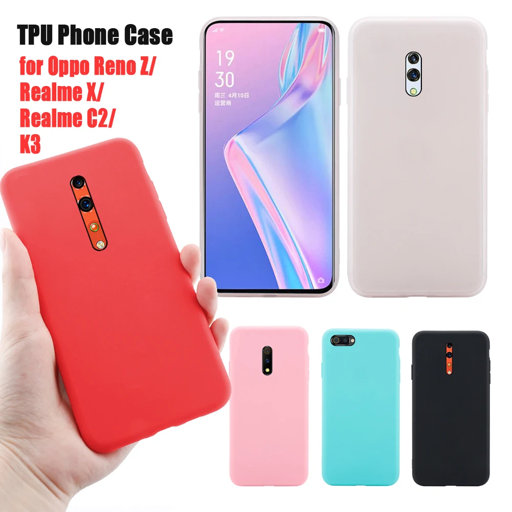 Тонкий ТПУ чехол для телефона Oppo Reno Z/Realme X/Realme C2/K3 яркие цвета противоударный