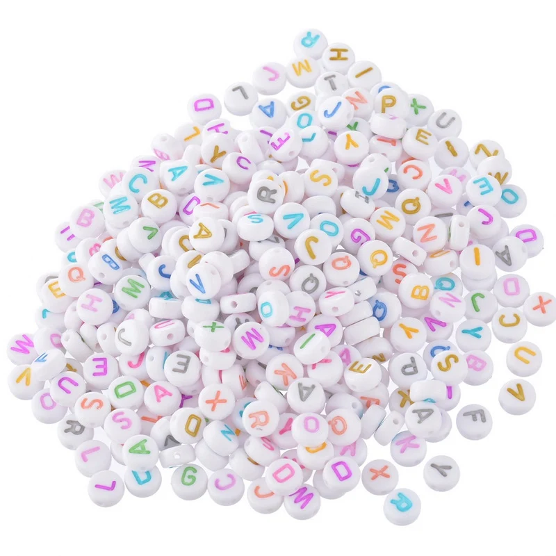 LASPERAL 500 Случайных Смешанных белых акриловых бусин с цифрами 7 мм для