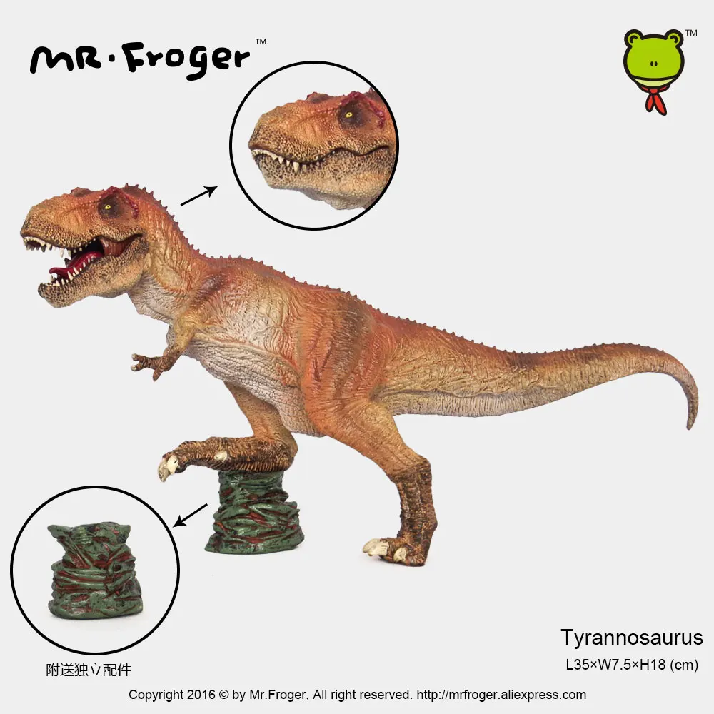 Фото Mr.Froger Tyrannosaurus KING T-REX игрушка, пластмассовый динозавр, Классические игрушки для детей, модели животных, одноцветная модель, Детский зоопарк Юр... №2