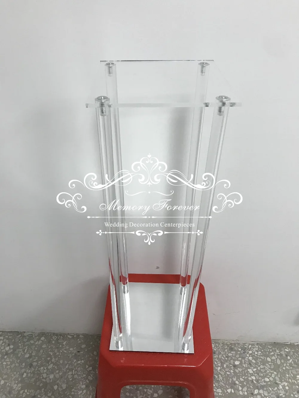 Зеркальный эффект прозрачная акриловая ваза Свадебные колонны высокий цветок