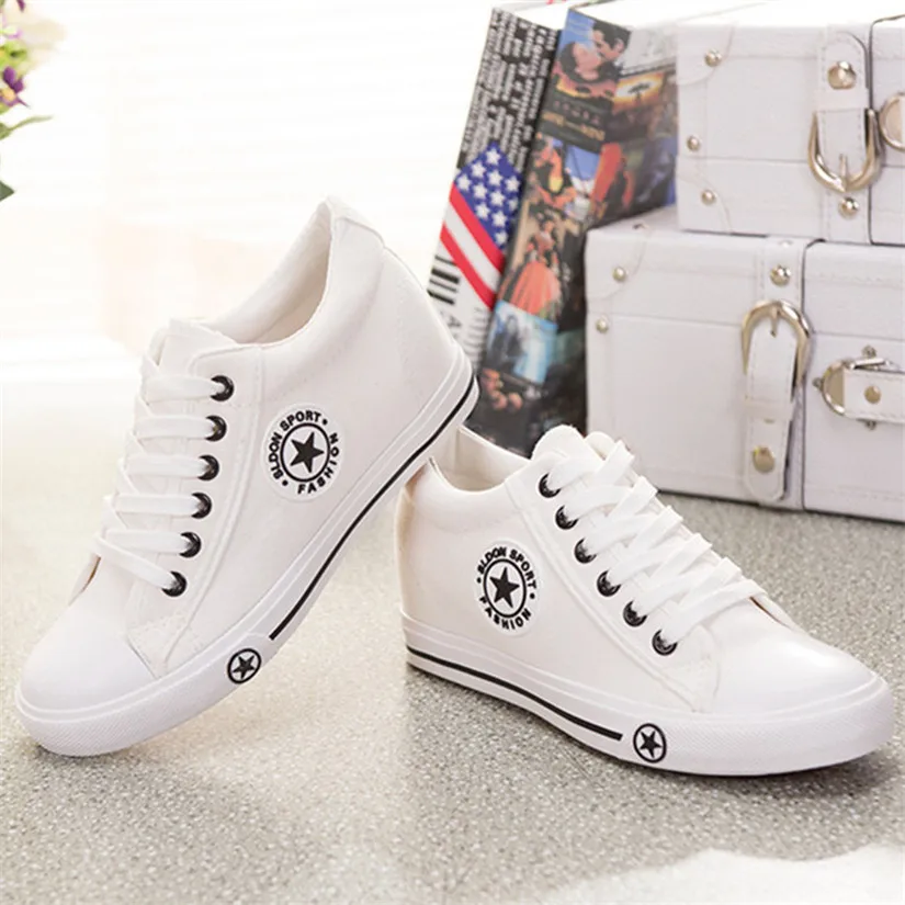 Women Wedge Canvas Shoes Woman Casual White Star Wedges Denim slip-on Zapatos Mujer Chaussure Femme Summer Flats | Обувь