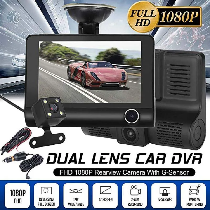 JUEFAN новинка 4 0 дюйма 1080 P двойной объектив Full HD Автомобильный видеорегистратор