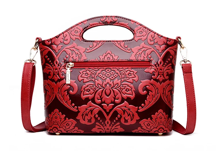 Rodful ретро цветочные сумка тисненая кожа для женщин Винтаж crossbody сумка Роскошные tote высокое качество