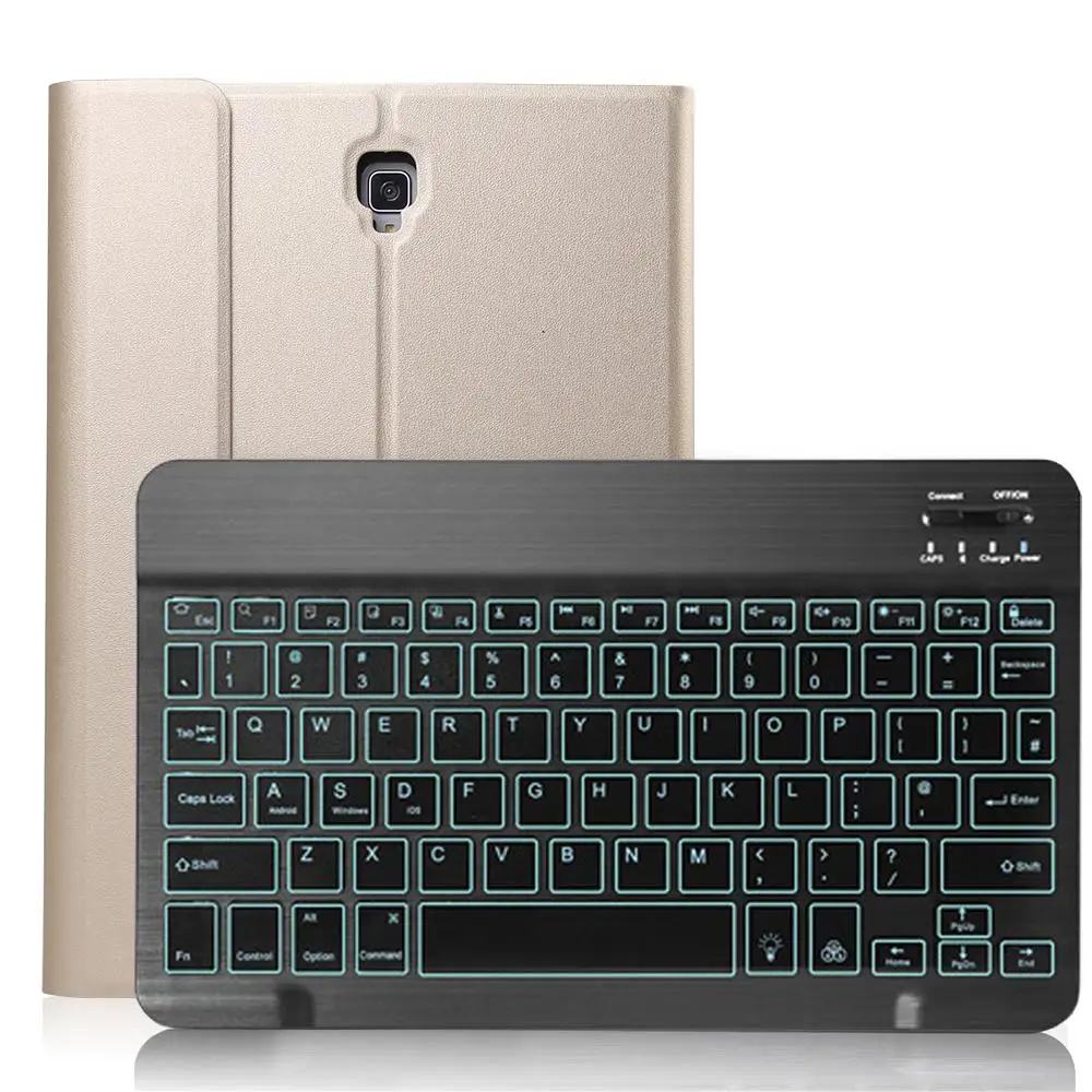 Чехол для samsung Galaxy Tab S4 10,5, чехол для клавиатуры T830 T835, SM-T830, чехол для SM-T835, 7 цветов, bluetooth-клавиатура с подсветкой - Цвет: Gold with Black