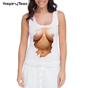 Летняя мода 2019, женский жилет с большими грудками, сексуальные майки с принтом в виде живота из АБС-пластика, модные женские топы, крутая женская футболка