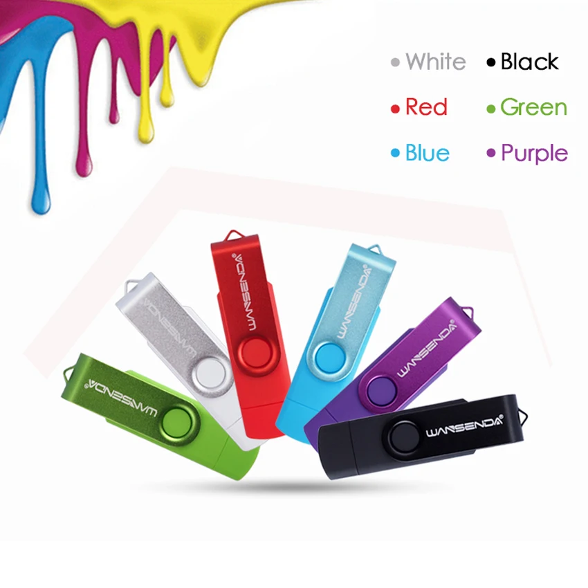 USB флеш-накопитель Wansenda USB2.0 OTG 4 ГБ 8 16 32 64 128 для смартфонов планшетных ПК флешек