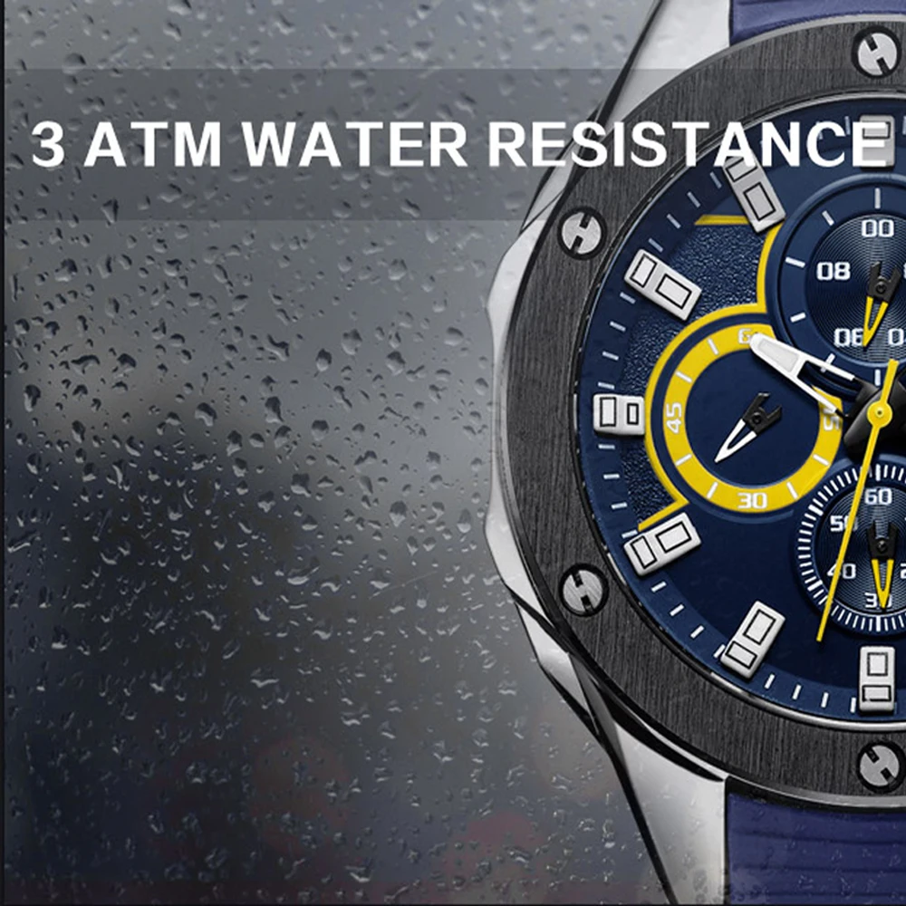 Megir Для мужчин спортивные часы хронограф силиконовый ремешок кварца армия