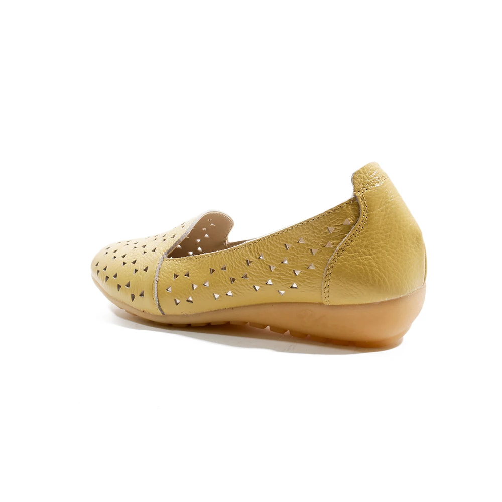 Женские мокасины из натуральной кожи на плоской подошве без застежки лоферы с