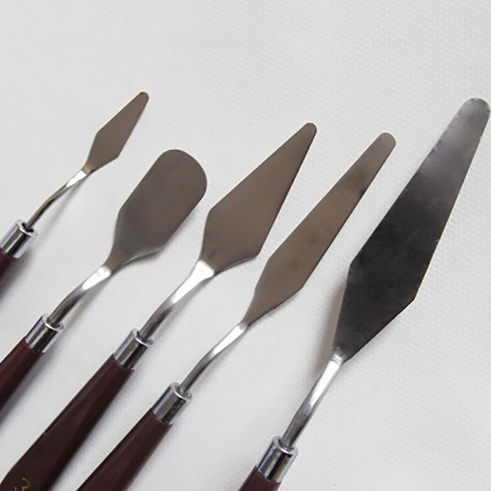 5pcs Practical Stainless Steel Spatula Palette Knife Painting Mixing Artist Scraper Set Coloring Tool |