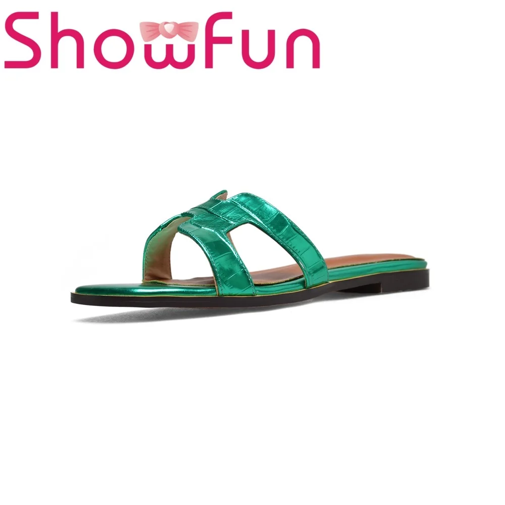 Showfun натуральная кожа женская обувь из коровьей кожи летние крытый твердая на