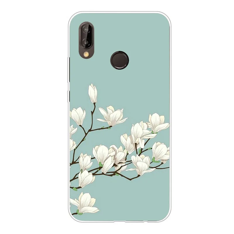 Huawei P smart 2019 чехол силиконовая Мягкая задняя крышка из ТПУ с цветочным рисунком