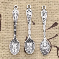 15pcs charms pattern spoon 48x10mm antique silver color plated pendants making diy handmade tibetan silver color jewelry