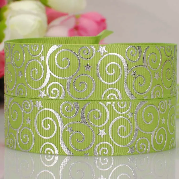 7/" 22 мм SWIRLS& STARS Белый Серебряный Ёлочный рисунок на фольге BLING GROSGRAIN бант из ленты - Цвет: 47