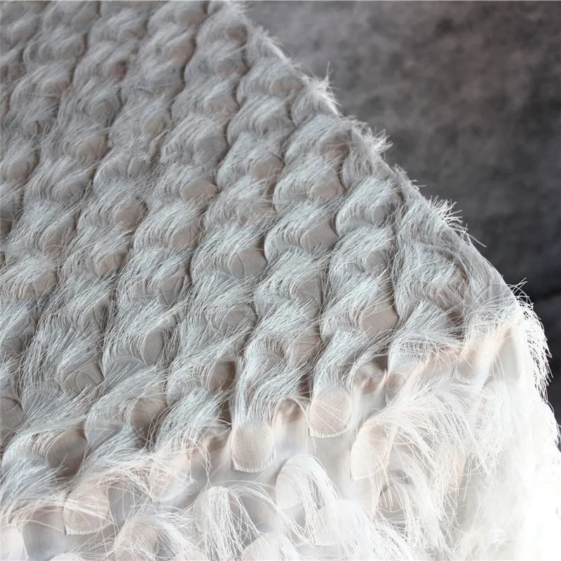 Lace40 100*150 см белого цвета ручной работы 3d вышивка Украшенные перьями и бахромой из