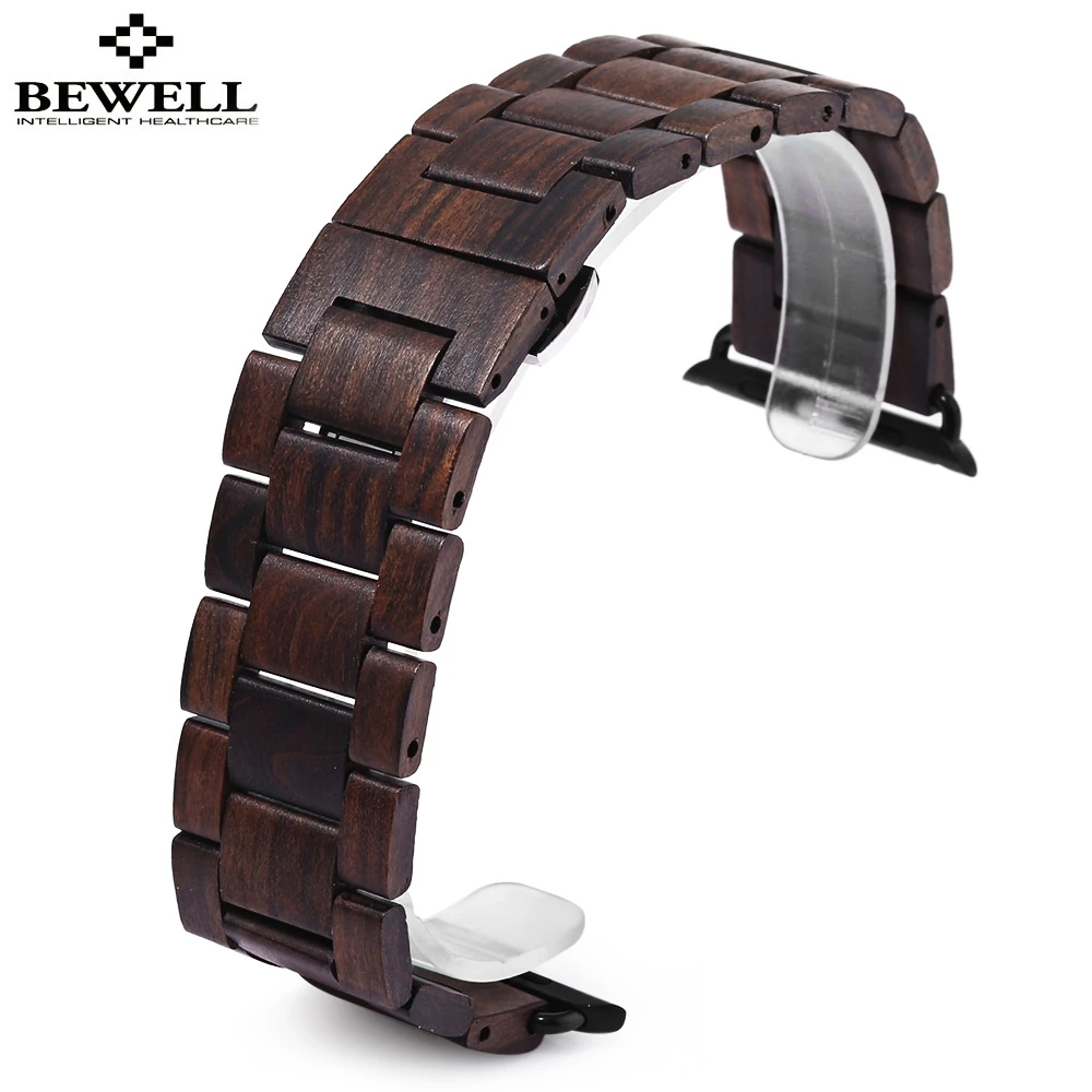 2018 Bewell Wood Watch Band Quality Wooden Watchband 24mm Black Brown Strap for 184mm Length Butterfly Clasp Men Women | Наручные часы