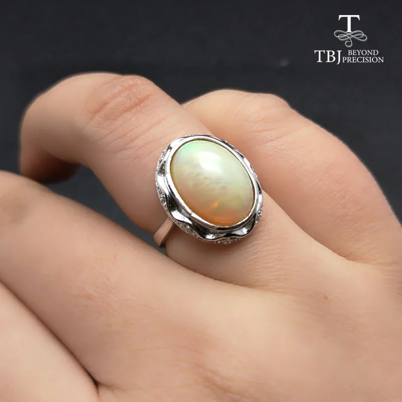 TBJ высокое качество Эфиопский Опал овал 10*14 мм 5ct до natual красочные кольцо с