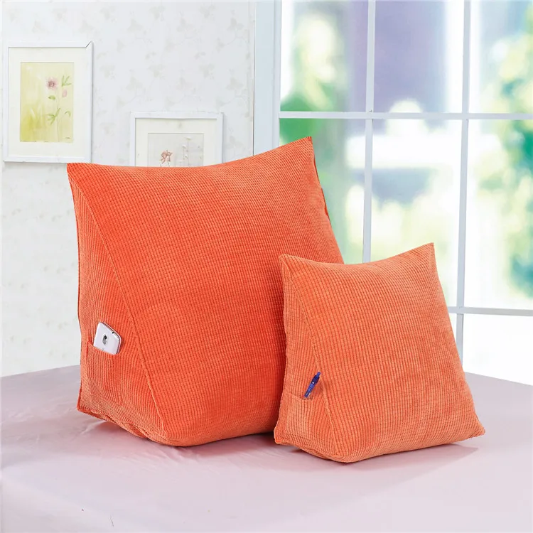 orange Подушка для спины, треугольные подушки 60*50*30, кукурузная ткань с мягким ворсом, поясничная подушка 40*30*20, прикроватная подушка для дивана, Подушка для спины - Цвет: orange