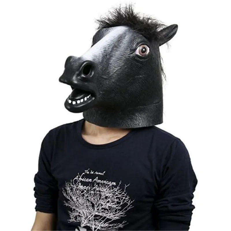 black horse mask Takerlama коричневый/черный голова лошади Новинка латексная резиновая маска лошади забавная Маска животных костюм на Хэллоуин костюм животного для косплея реквизит - Цвет: black horse mask