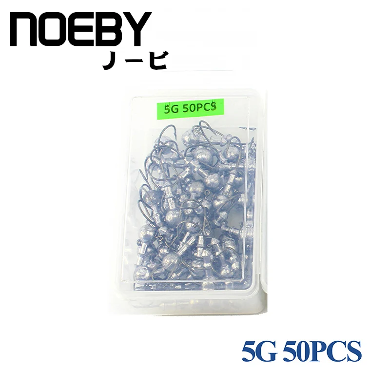 NOEBY 50 шт-30 шт 5 г/7,5 г/12 г/15 г Новинка Высокое качество джиг голова крючок джиг оснатка приманки рыболовные крючки для мягкой приманки рыболовные снасти - Цвет: 5G-50PCS