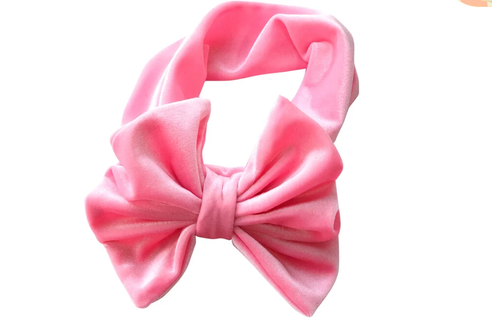 Pink B Новая модная симпатичная лента на голову для новорожденных детей с бантом, эластичная детская однотонная повязка на волосы для девушек с цветочным бантом - Цвет: Pink B
