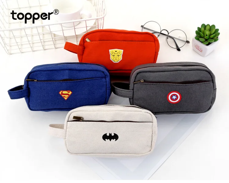 Супергерой Холст Карандаш Чехол творческая большая емкость сторона открытая