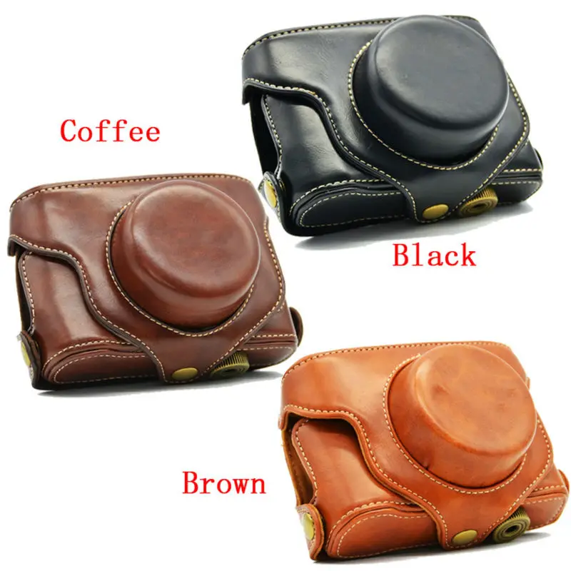 

Hard Leather Camera Case Bag with Strap for Fuji Fujifilm X30 camera Video Bag White line