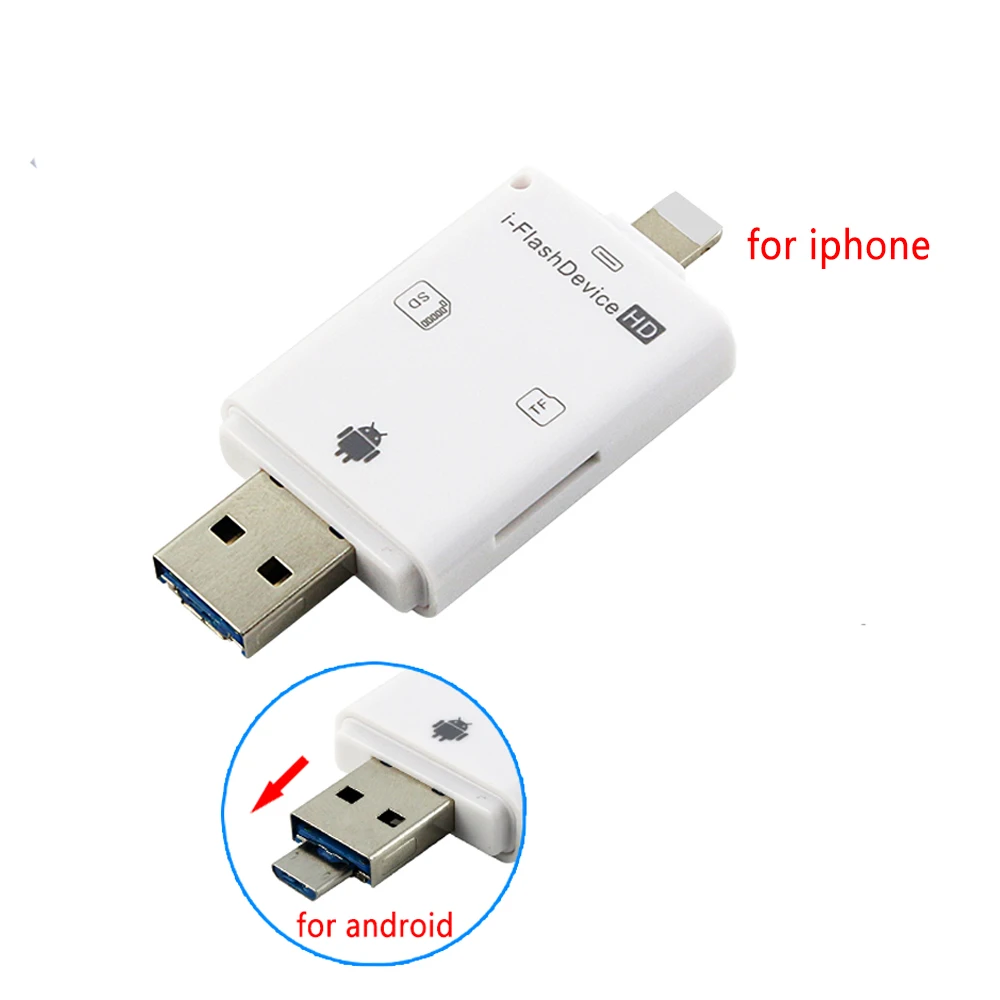 3 в 1 для iflash накопитель USB Micro SD SDHC TF Card Reader Писатель Для iPhone 5/5S/ 6/6 Plus/Ipad/Itouch и