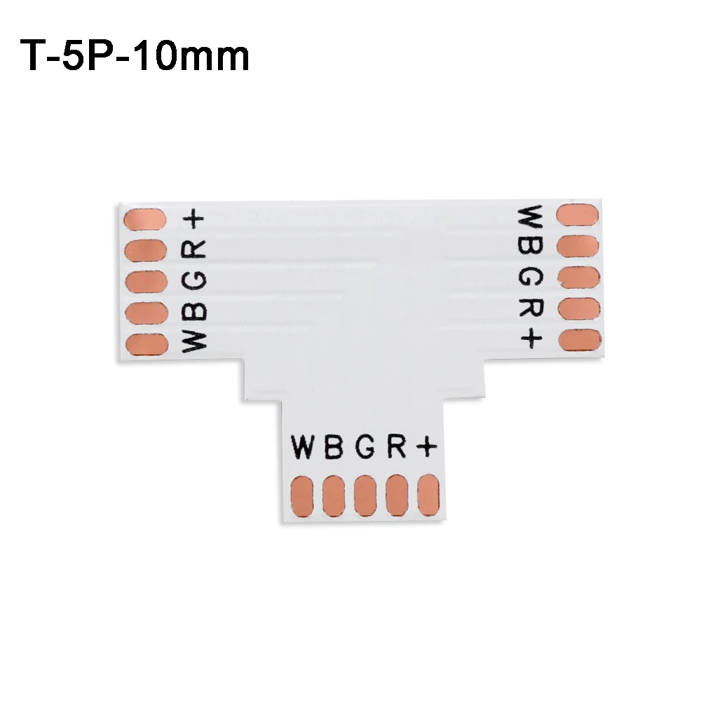 5 шт. L T X форма RGB RGBWW Светодиодная лента Угловой коннектор; pcb; плата 8 мм 10 мм 12 мм 2pin 3Pin 4pin 5pin 6Pin одноцветная RGB RGBW - Цвет: T-5P-10MM
