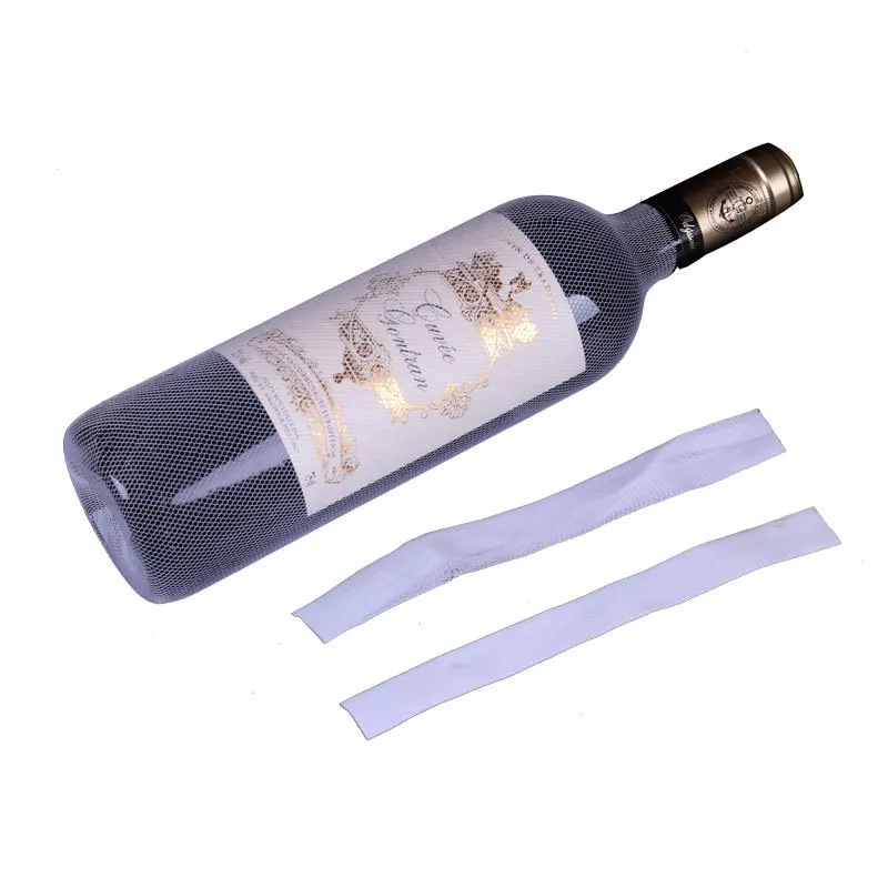 

50pcs! PE plastic Organza Wine Bottle Netting prevent friction bottle protect covers label champagne bag saver latas Bar tool