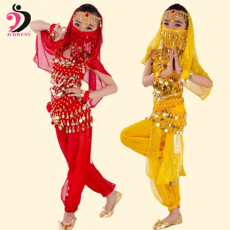 Индийский Детский костюм Bellydance набор костюма для танца живота девочек Болливуд