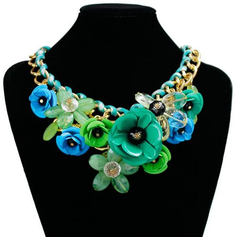 [Jimore] Горячая 2017 Весна Золотая цепь колье Биб Воротник цветок себе Цепочки и