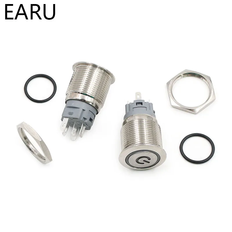 Новый тип 19 мм водонепроницаемый выключатель без фиксации из нержавеющей стали