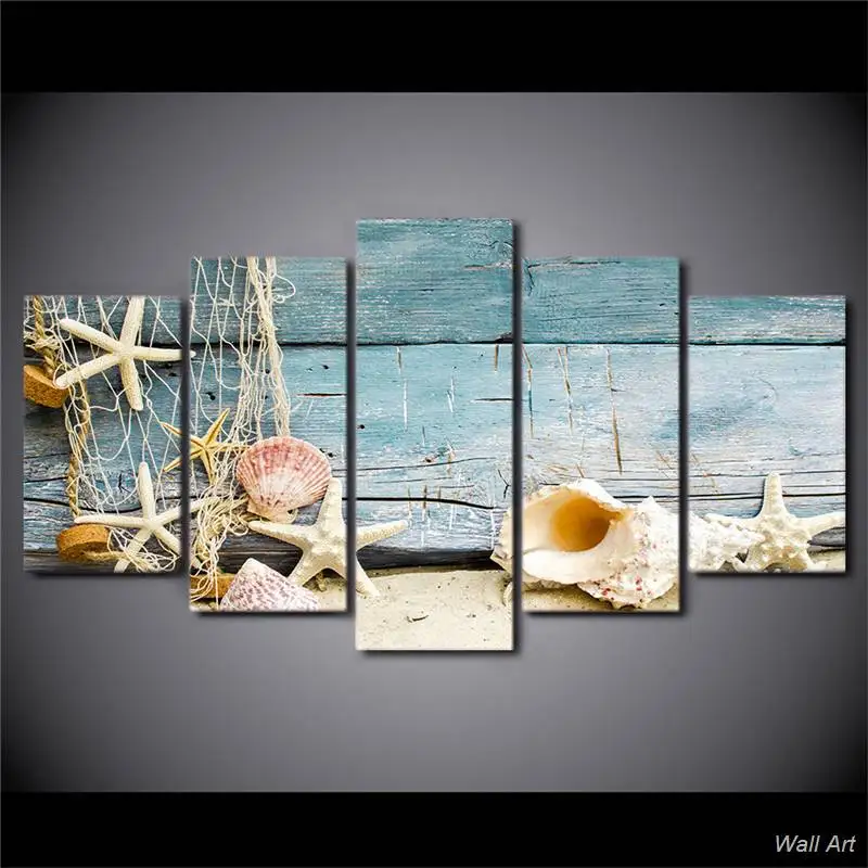 

Hd Printed Seashells Starfishes Beach Painting On Canvas Room Decoration Print Poster Picture Canvas Free Shipping -92673-YP