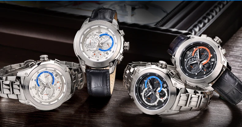 New Listing! BINGER Watches 2016 Quartz Men Sport Chronograph Watch Dive Wristwatc Luminous Fashion Male Table B 6013M|table watch camera|tables and
