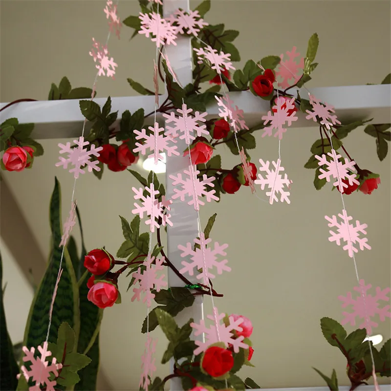 4 м Снежинка Форма Бумажная гирлянда баннер бандаж свадебное украшение сцена